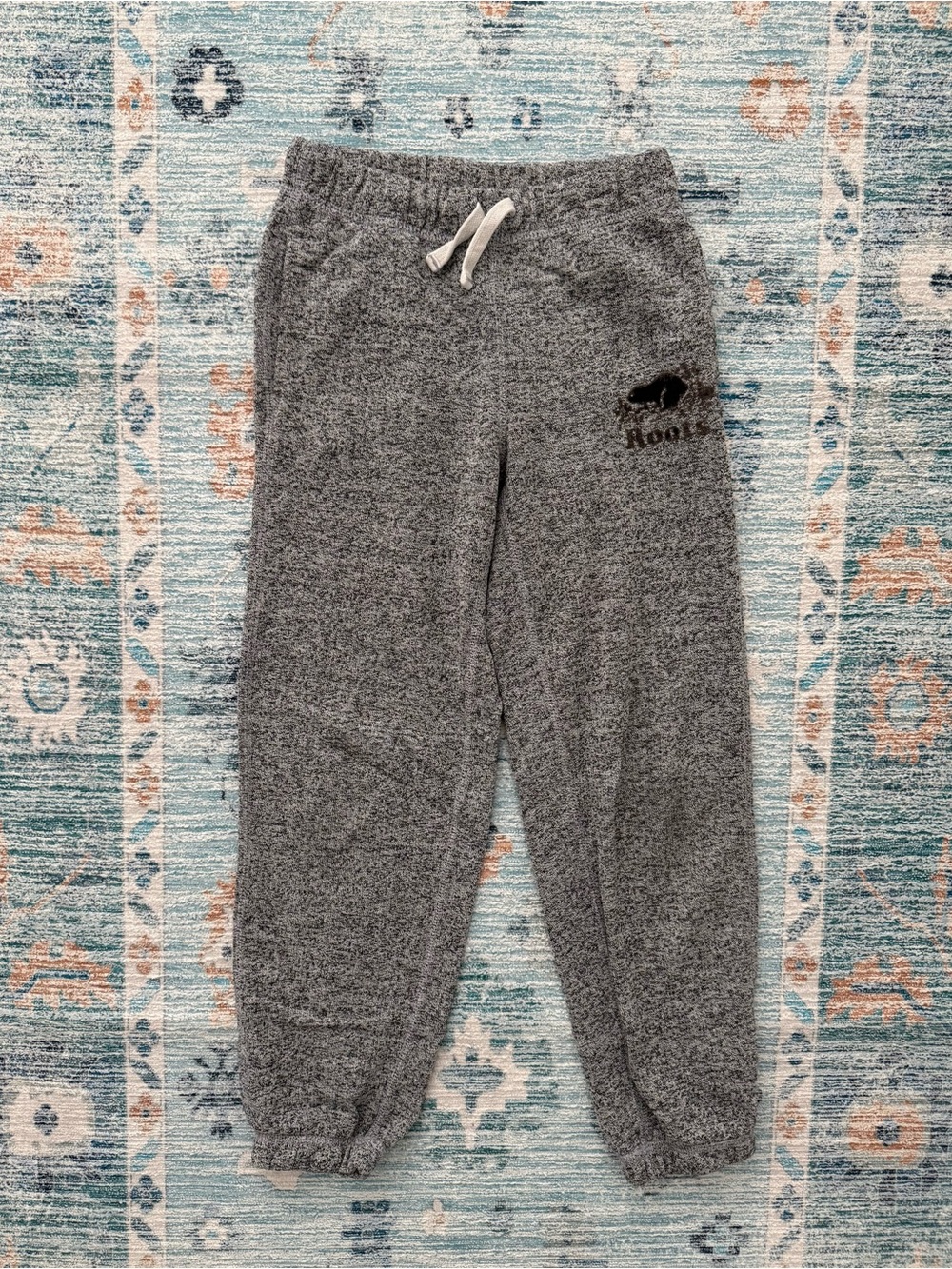 Roots Kids' Salt and Pepper Sweatpants with Drawstring Size 8yrs Terry Joggers